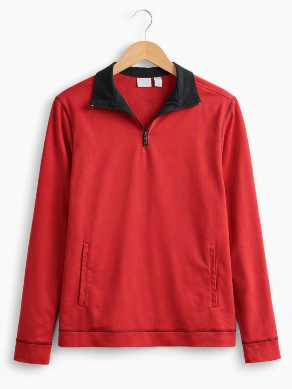 Chico’s Red & Black Cotton Blend Sweatshirt